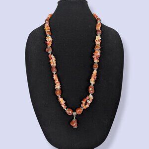 Vintage Carnelian & Glass Chip Necklace